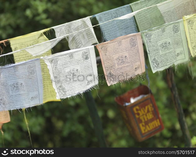 Close-up of prayer flags, Tango Goemba, Thimphu, Bhutan