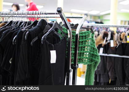 Close up of rack with different clothes