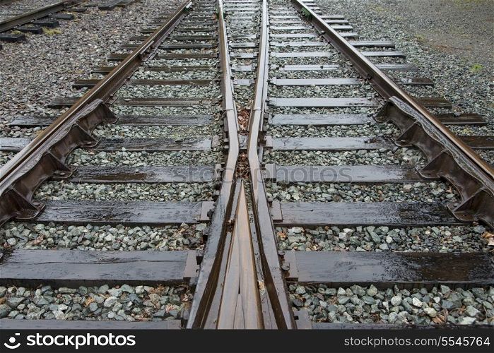 Close-up of railroad track, Northwest Railway Museum, Snoqualmie, Washington State, USA