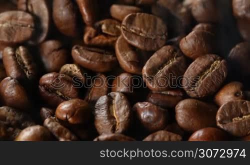 close up of raw coffee beans