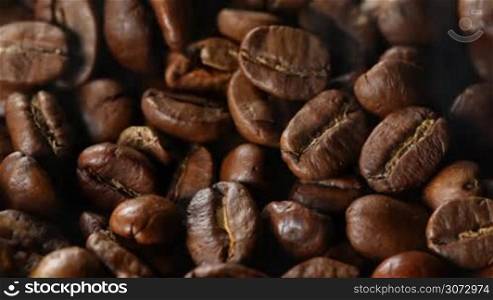 close up of raw coffee beans