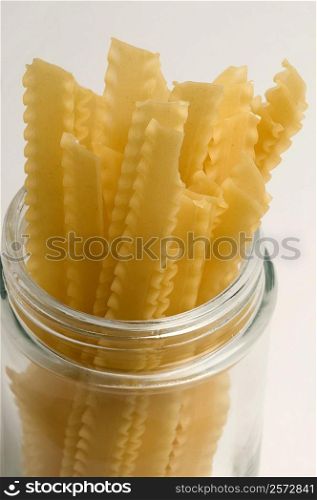 Close-up of raw mafalde pasta