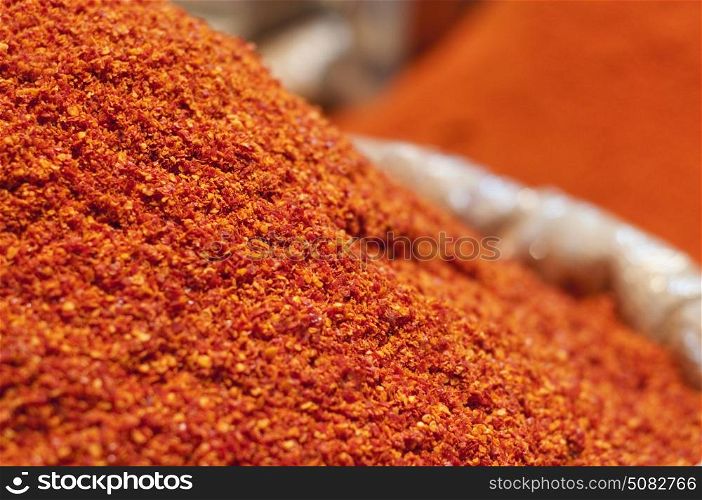 Close-up of red chilli powder