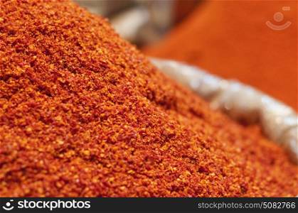Close-up of red chilli powder