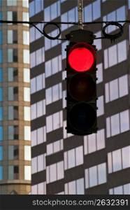 Close up of red urban traffic light