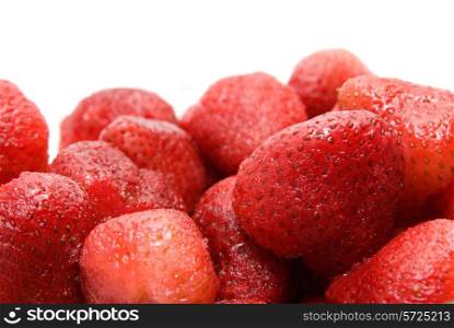 Close-up of ripe strawberry on white background