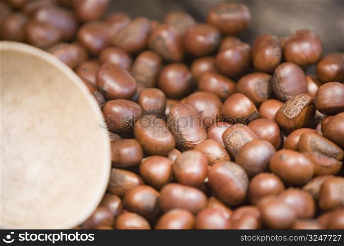 Close-up of roasted chestnuts