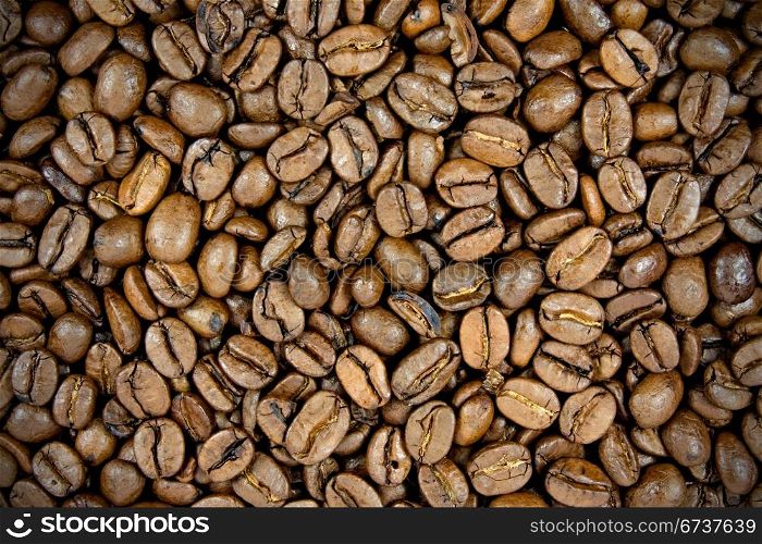 close up of roasted coffee beans background
