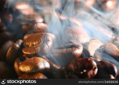 Close up of roasting coffee beans