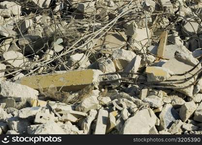 Close-up of rubble