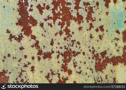 Close up of rusty green colored steel surface