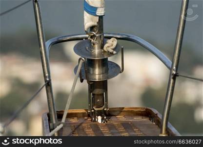Close-up of sailboat pulley, Montenegro