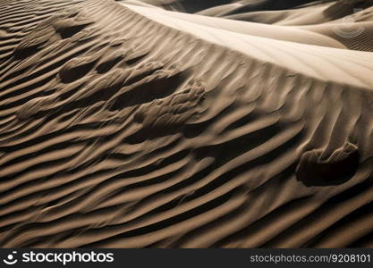 close-up of sand dune with intricate and shifting patterns, created with generative ai. close-up of sand dune with intricate and shifting patterns