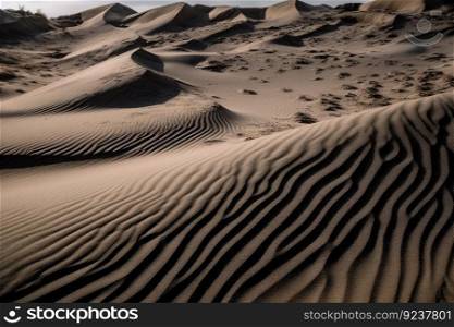 close-up of sand dunes, with intricate patterns and textures visible, created with generative ai. close-up of sand dunes, with intricate patterns and textures visible