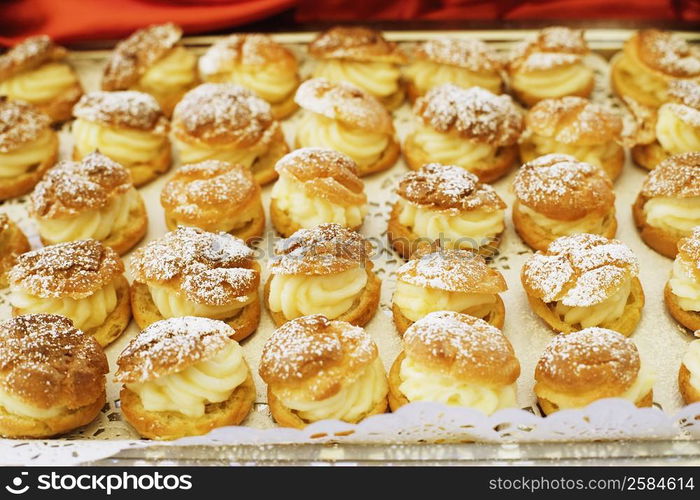 Close-up of scones in a tray