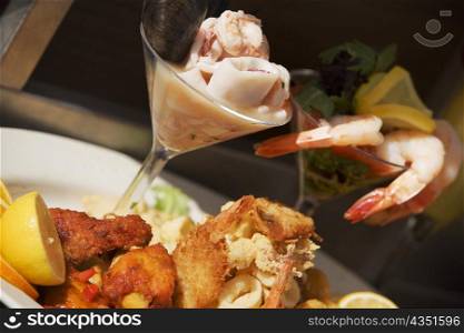 Close-up of seafood in a plate