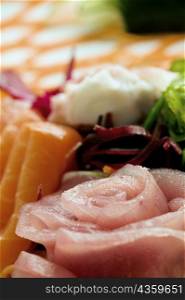 Close-up of seafood salad