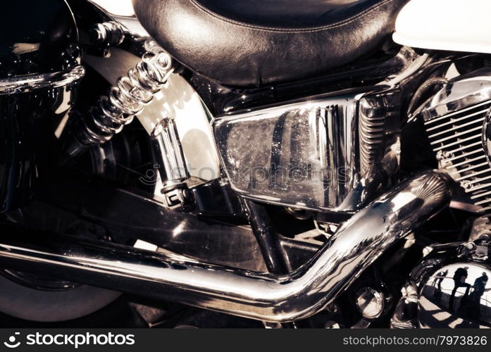 close-up of shiny motorcycle engine