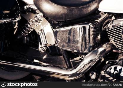 close-up of shiny motorcycle engine
