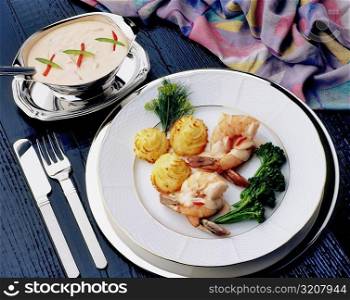 Close-up of shrimp in a plate