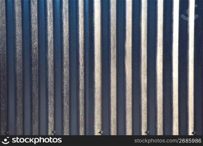 Close up of silver corrugated metal sheet