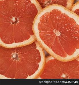 Close-up of slices of grapefruits