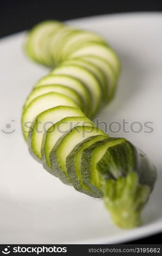 Close-up of slices of zucchini in a plate
