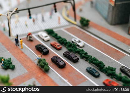 close up of small cars model on the road, traffic conception.