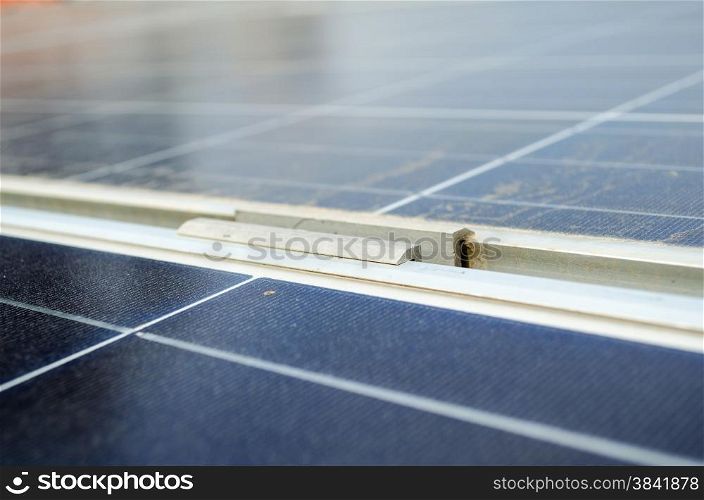 Close up of Solar Panel Clamp
