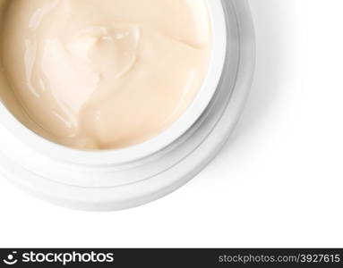 close up of sour cream or beauty cream on white . Clipping path