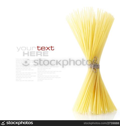 Close up of Spaghetti isolated on white background (with space for text)