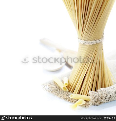 Close up of Spaghetti on white background
