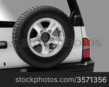 Close up of spare wheel on car