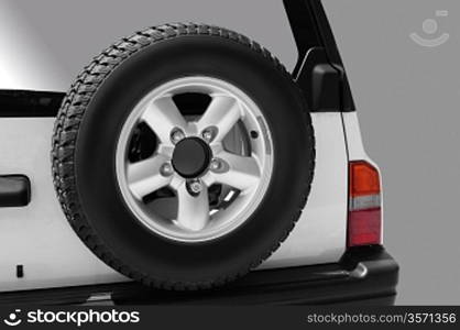 Close up of spare wheel on car