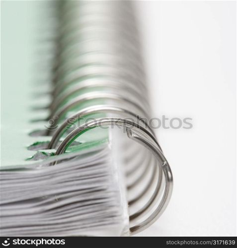Close up of spiral bound notebook.