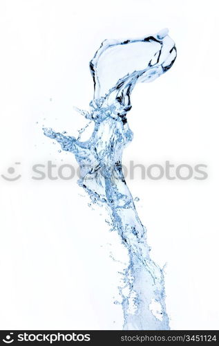 Close up of splash of water forming flower shape, isolated on white background