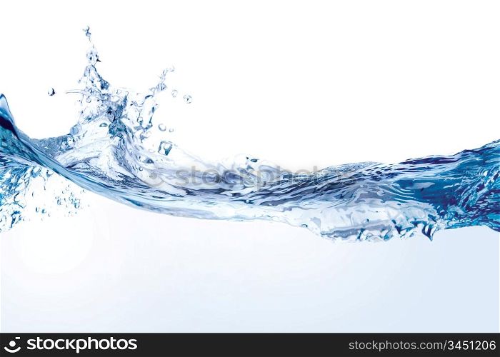 Close up of splash of water forming flower shape, isolated on white background