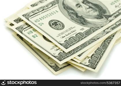 Close up of stack one hundred dollar bills
