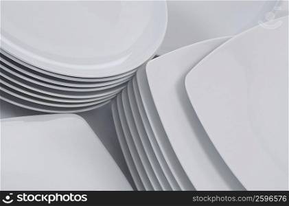 Close-up of stacks of plates