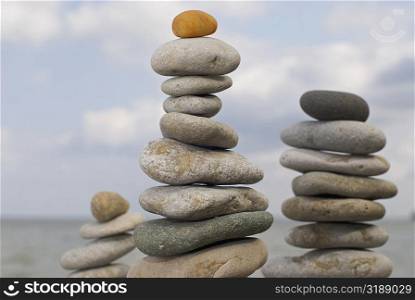 Close-up of stacks of stones
