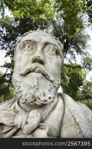 Close-up of statue of bearded man in Rome, Italy.
