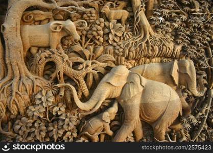 Close-up of statues of animals, Chiang Rai, Thailand