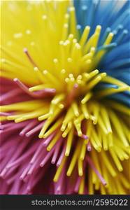 Close-up of strands of a koosh ball