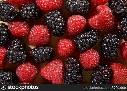 Close-up of strawberries and blackberries