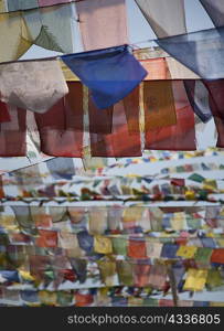 Close up of strings of prayer flags