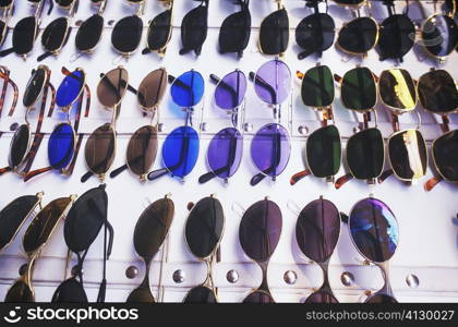Close-up of sunglasses displayed in a store, Bali, Indonesia