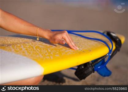 close up of surfboard.