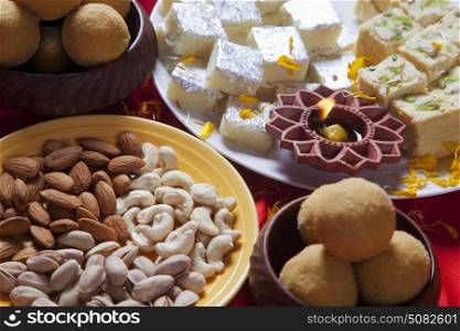 Close-up of sweets and nuts