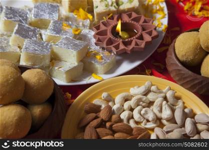 Close-up of sweets and nuts