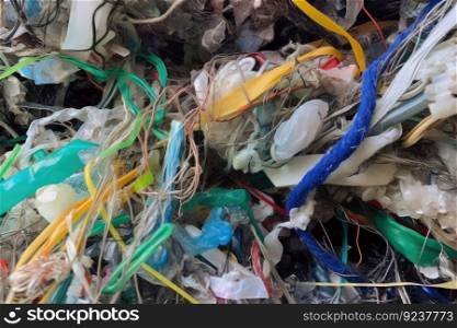close-up of tangled pile of recyclables, with a clear view of each type, created with generative ai. close-up of tangled pile of recyclables, with a clear view of each type